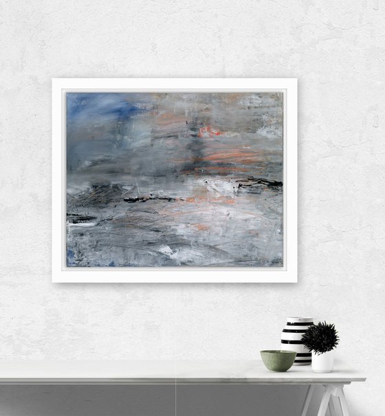 A New Journey 2 - Abstract Minimal Landscape art painting by Kathy Morton Stanion
