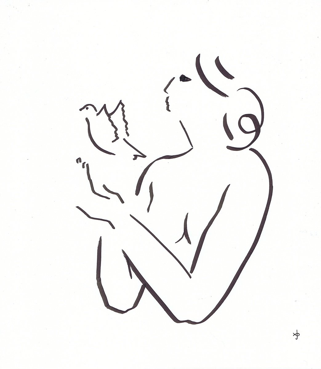 Expressive Ink Drawing , Together #2602A By David Jones, 12 X 13, Artwork For Sale On Artfinder