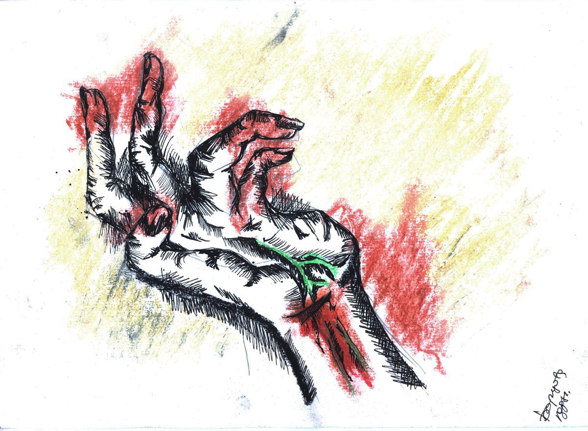 Impressionistic Portrait Ink Drawing By Kateryna Bortsova, 12 X 8", Hand Motion, Original Artwork