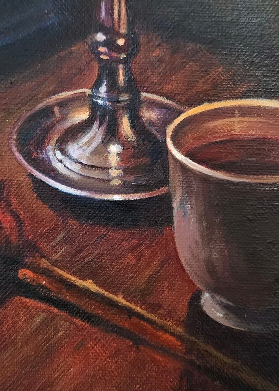 Candle and Still Life on a Rainy Night