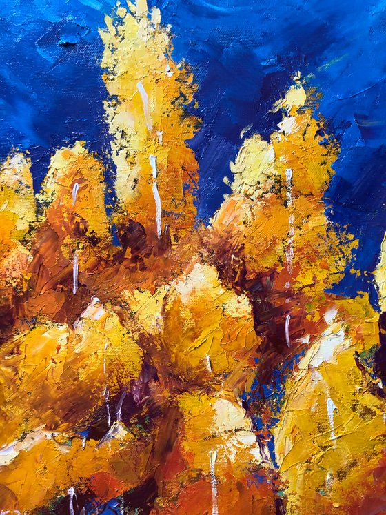 Aspen Tree Painting, Autumn Forest Art, Landscape Wall Art