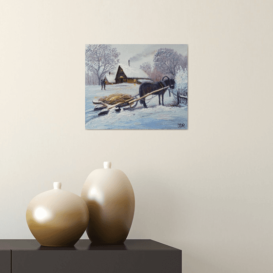 Winter landscape with horse