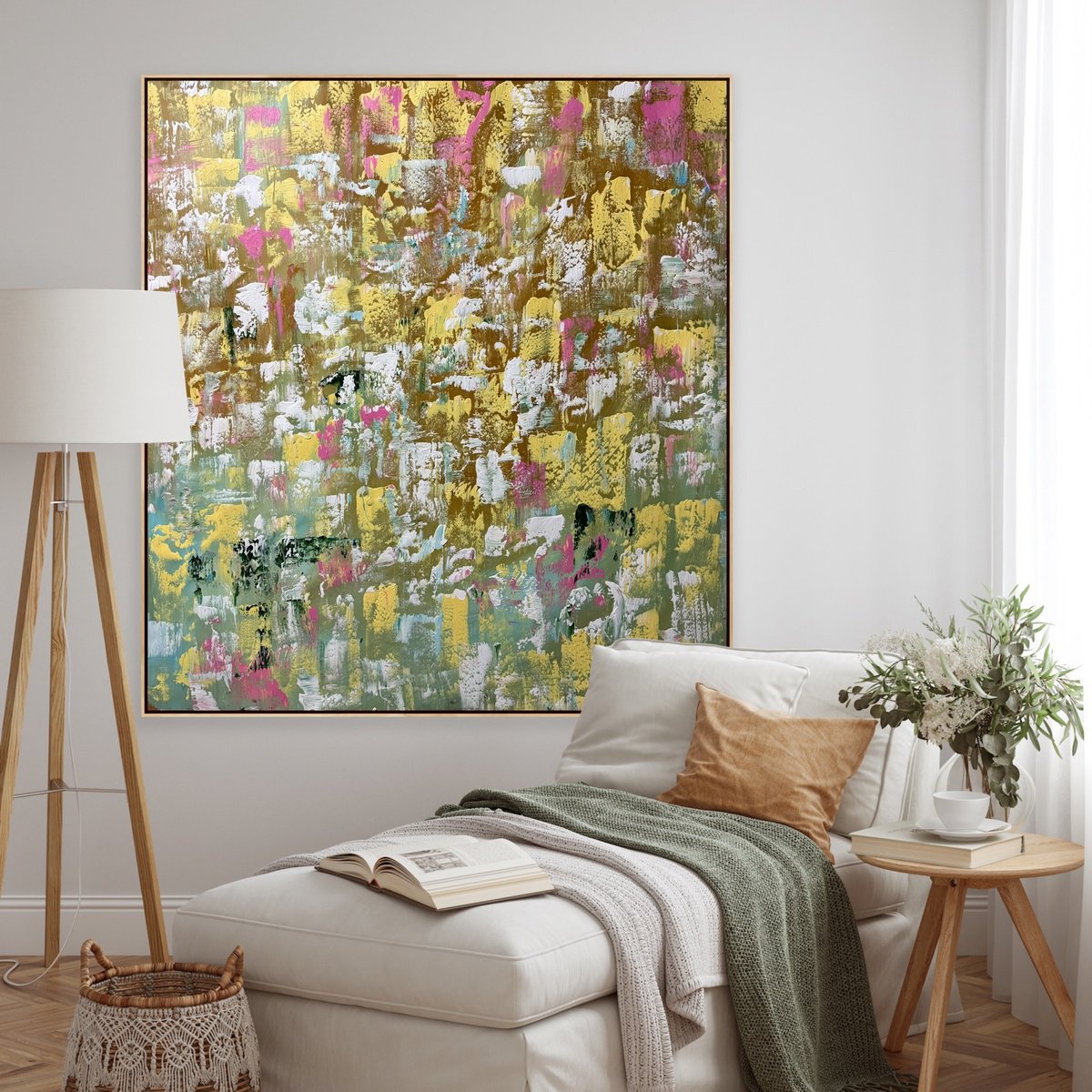 Organic Abstract Acrylic Painting By Alanah Jarvis, 54 X 56, Warm Sands, Wild Heart, Original Artwork