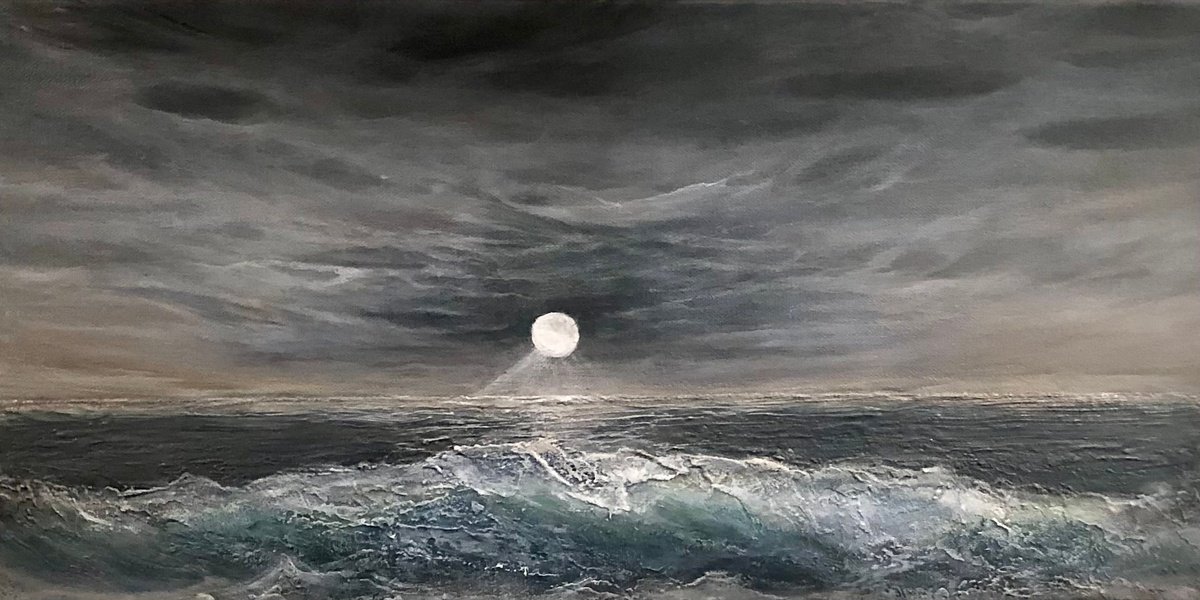 Impressionistic Landscape Acrylic Painting By Tamara Bettencourt, 20 X 10", Fresh Air, Original Artwork