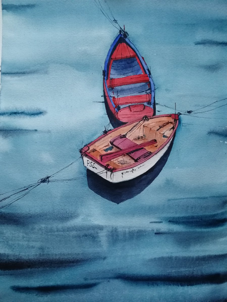 Boat painting by Marina Zhukova