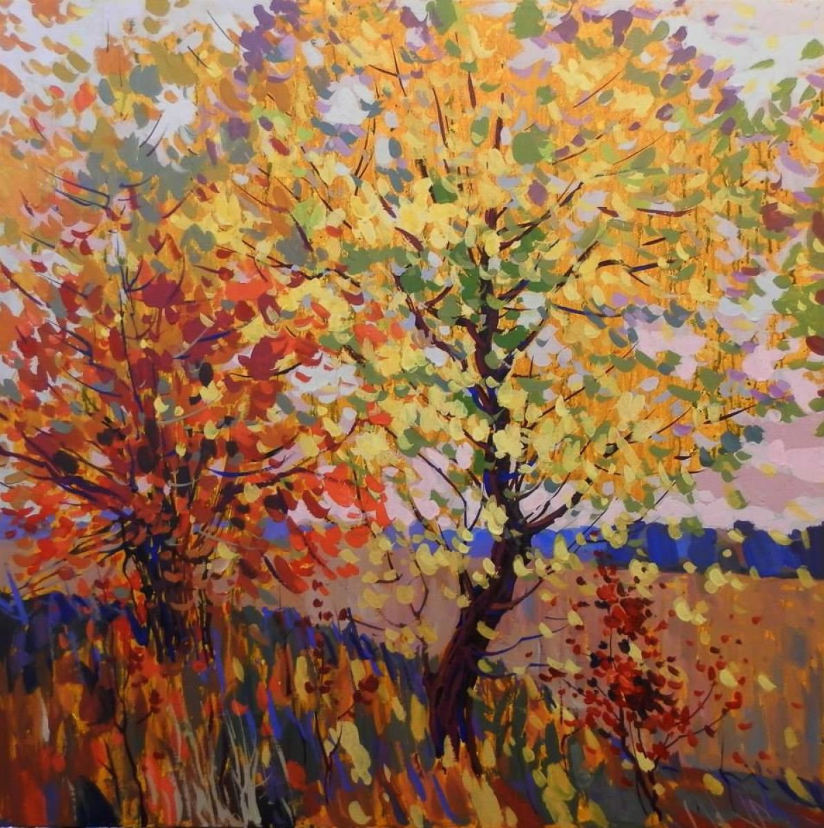 autumn tree Acrylic painting by Sergey Kachin | Artfinder