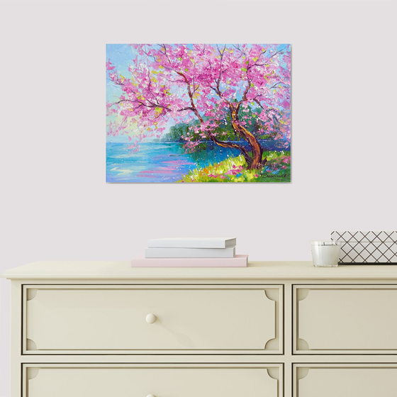 Cherry blossom by the river