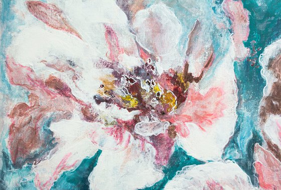 Impressionistic Flower painting in Acrylic LOVE MESSAGE