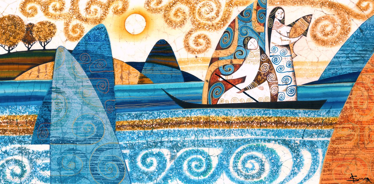 Organic Landscape Print By Julia Ismambetova, 34 X 17", The River., Original Artwork