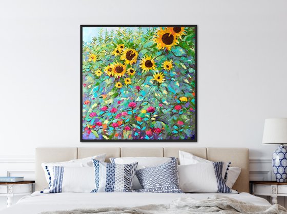 Abstract garden sunflowers