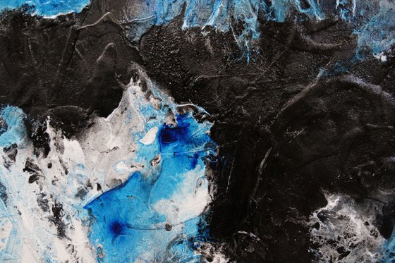 Stormy Reach 140cm x 180cm Blue Black Abstract Art