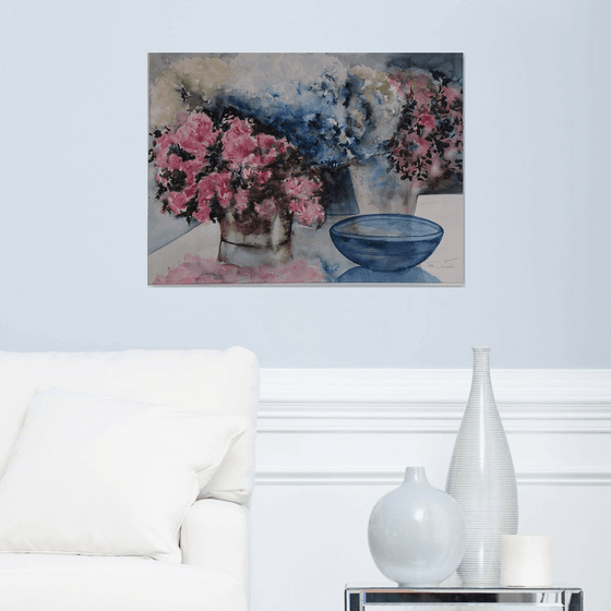 Stillife with blue bowl