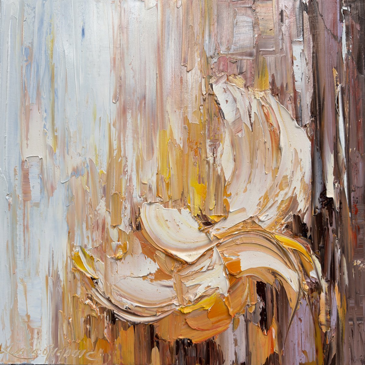 Impressionistic Botanical Oil Painting By Liliana Gigovic, 20 X 20", Believe No 13,, Original Artwork