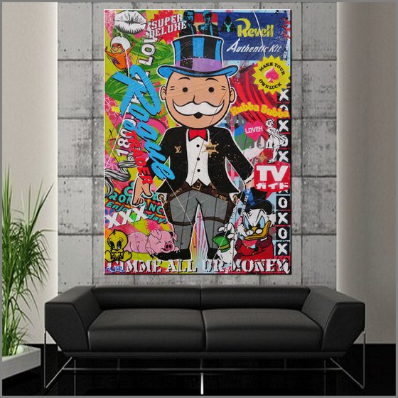 The Banker 140cm x 100cm Monopoly Man Urban Pop Art