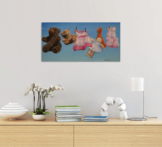 Toy Bears on the Clothesline