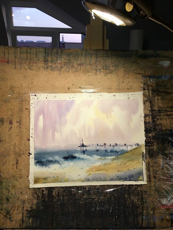 Watercolor "Afternoon sea view”