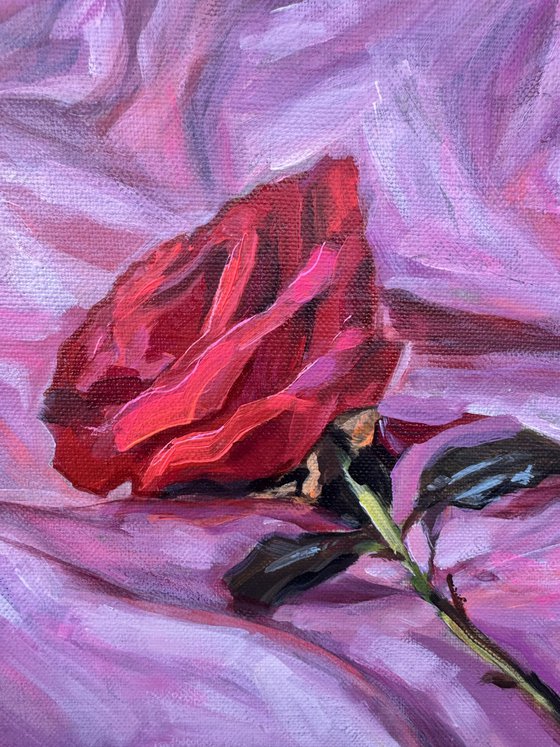 Still Life with Rose on a Silk