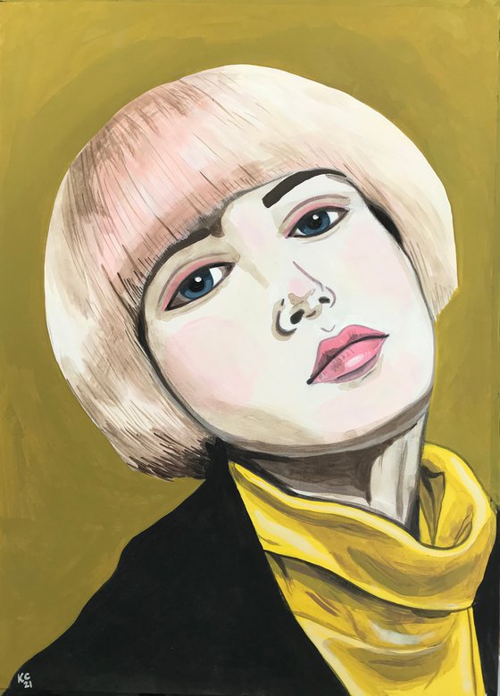 Portrait with Pink Blonde Hair- original painting