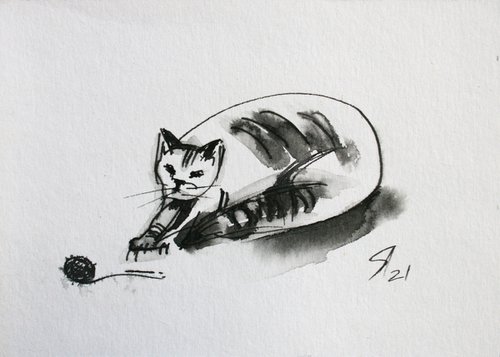 Cat VI... /  ORIGINAL PAINTING by Salana Art Gallery