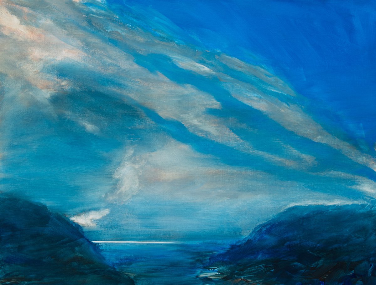 Impressionistic Landscape Acrylic Painting By Fabienne Monestier, 24 X 19, Seascape In Bretagne, Original Artwork