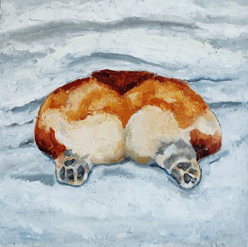 Corgi Painting Original Art Dog Artwork Corgi Butt Wall Art by Yulia Berseneva