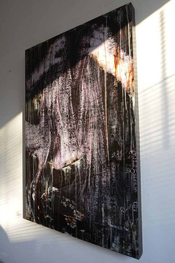 PRIVATE COLLECTION - "Chaos" (120x80x5cm) - Unique portrait artwork on wood (abstract, portrait, original, epoxy, painting)