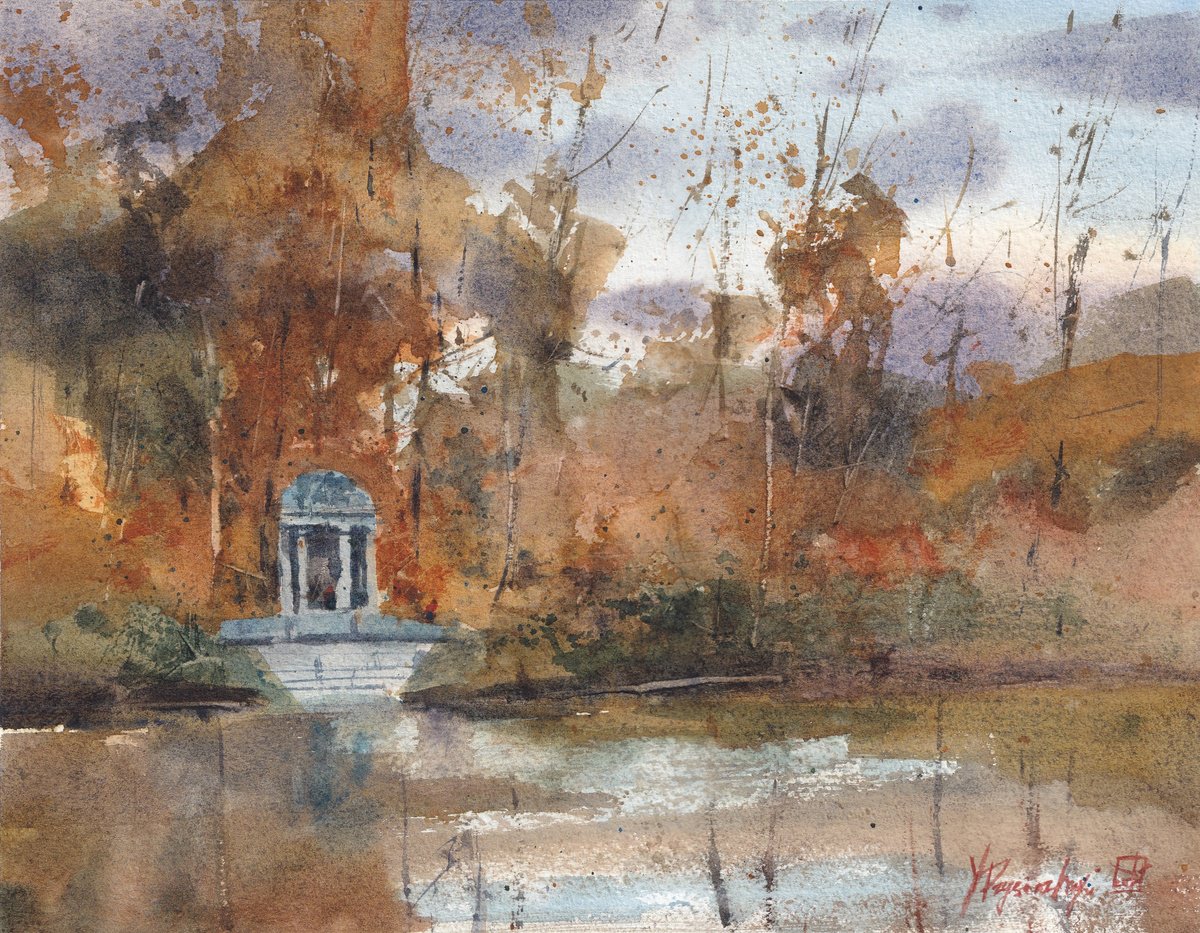 Impressionistic Watercolour , Whispers Of The Stadtwald Rain By Yurii Prysiazhnyi, 13 X 10, Artwork For Sale On Artfinder