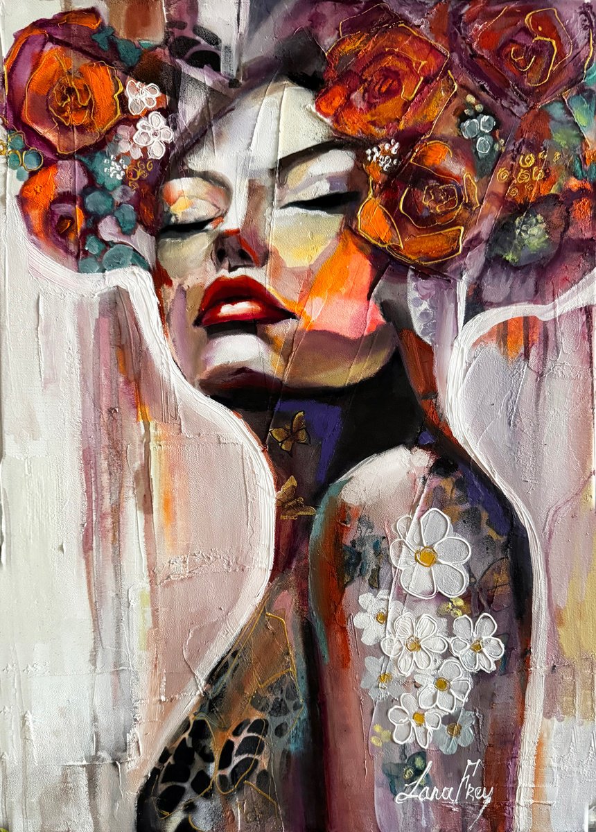 Expressive Painting , Rose Insolence By Lana Frey, 20 X 28, Artwork For Sale On Artfinder
