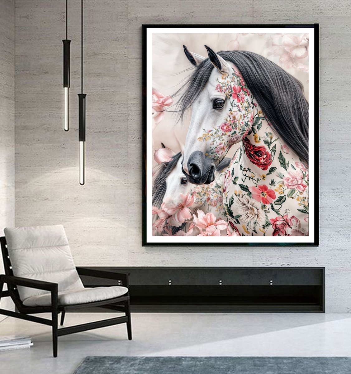 Photorealistic Animal Giclee Print By Michael Filonow, 34 X 42", Equine Bloom 1, Original Artwork