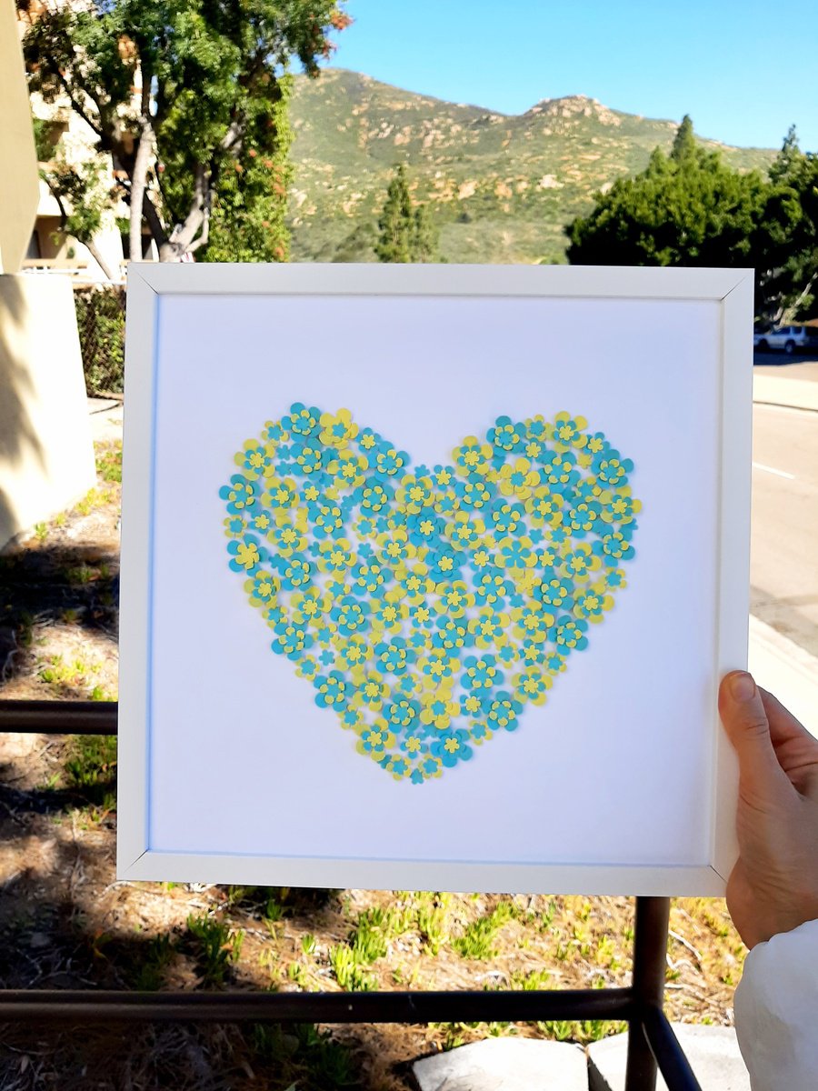 Botanical Collage By Luba Ostroushko, 13 X 13", Heart Of Ukraine, 3D Artwork, Original Artwork