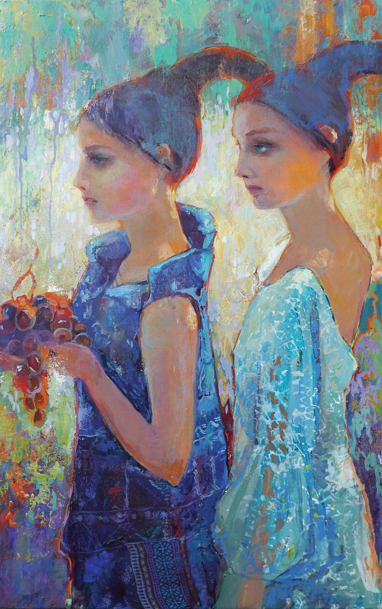 Girls with grapes by Olga Rikun