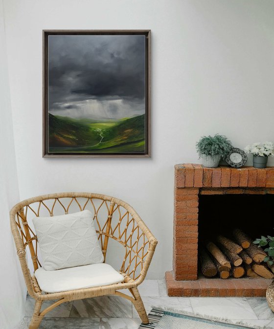 Illuminated Valley, Original oil painting