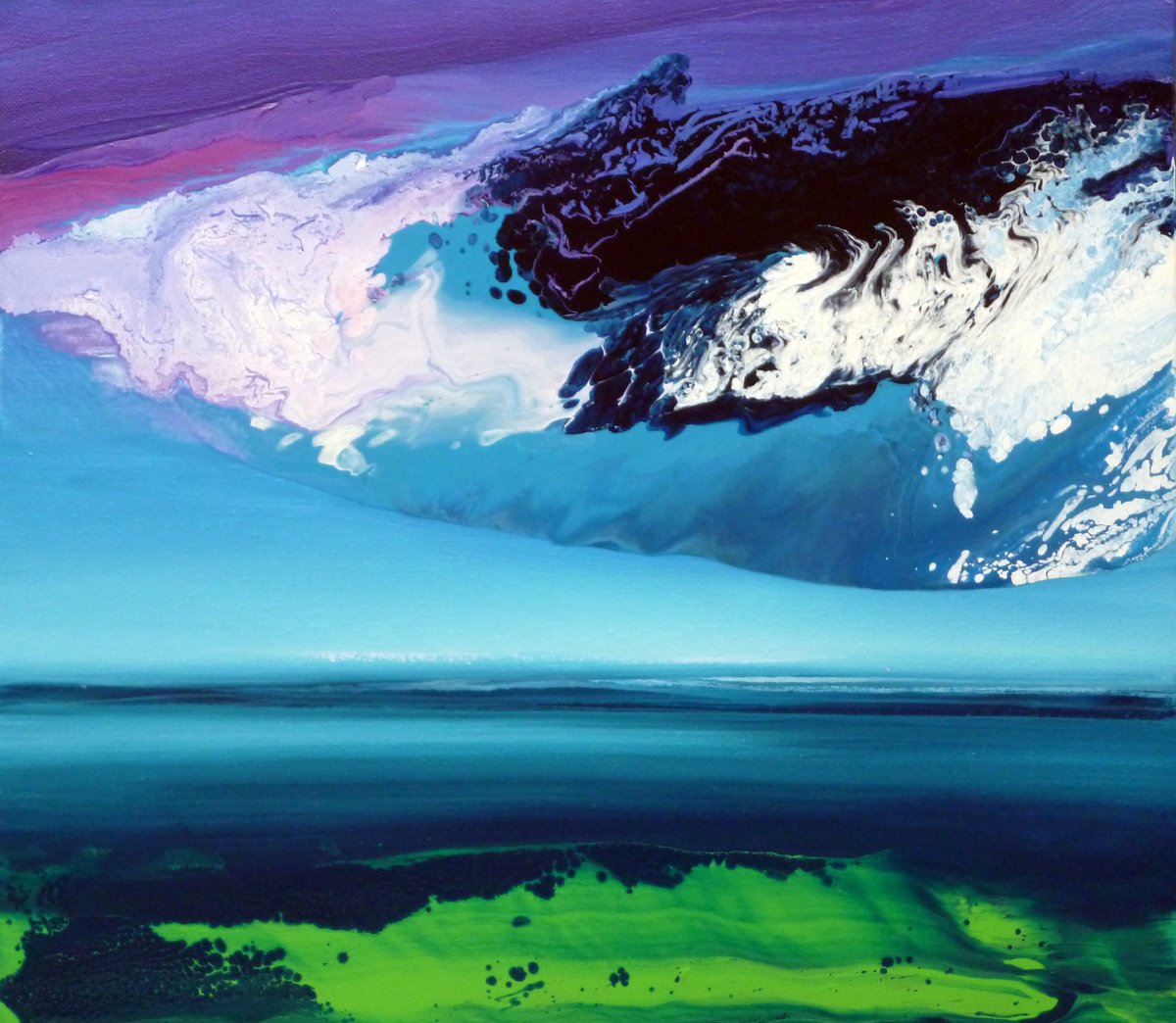 Abstract Landscape Oil Painting By Jacob Jugashvili, 18 X 16, Forgotten Waters Xii, Original Artwork