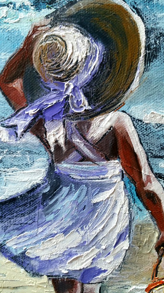 "Towards the waves" 30x24x2cm Original oil painting on canvas,ready to hang