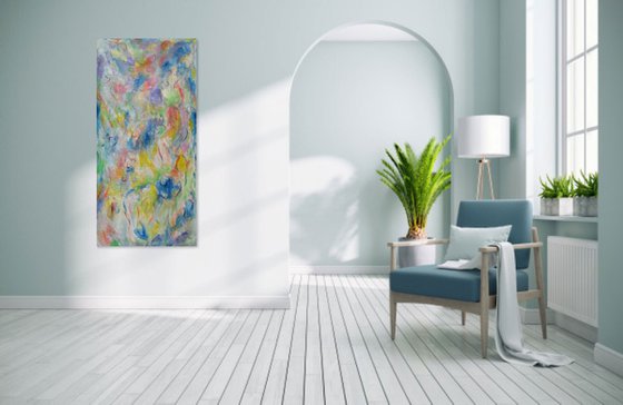 BREATH OF THE MOON - large abstract original painting, nude art, vertical, home hotel interior art decor