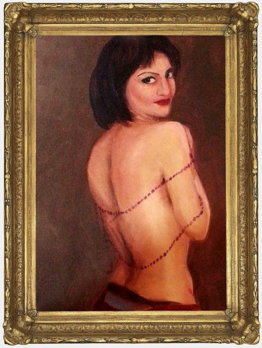 Photorealistic Oil Painting , Semi Nude Woman Mirror Mirror On The Wall By Asha Shenoy, 9 X 12, Artwork For Sale On Artfinder