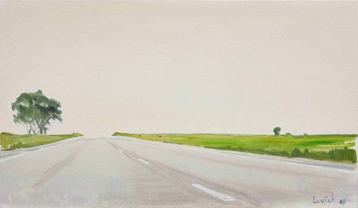 Impressionistic Landscape Oil Painting By Alexander Levich, 47 X 28, Call Of The Road, Original Artwork