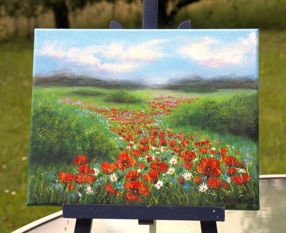 Red poppies and wildflowers