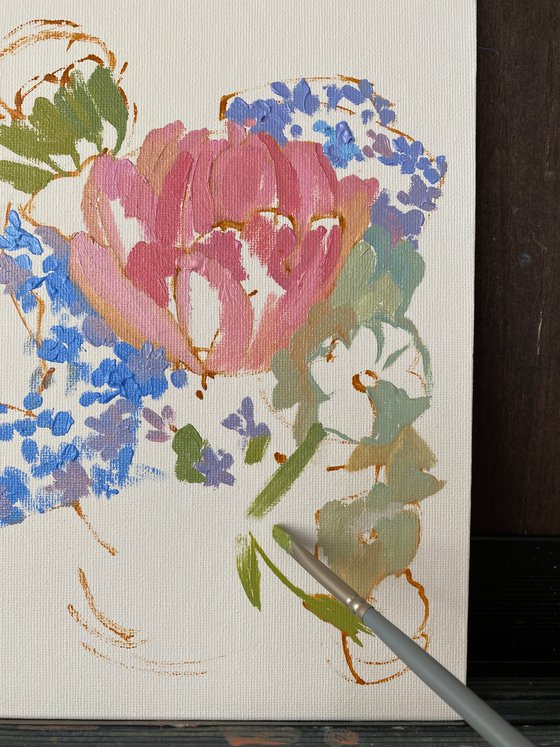 Roses Forget-me-nots tulip flowers