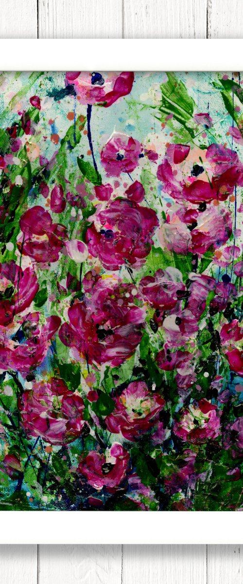 Magenta Field 3 - Framed Floral Painting by Kathy Morton Stanion by Kathy Morton Stanion