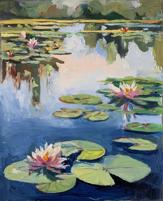 Pond with water lilies.