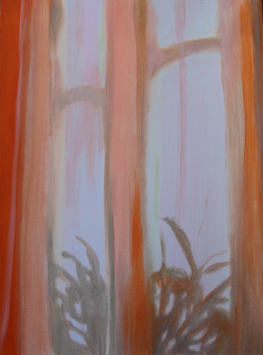 Expressive Portrait Acrylic Painting By Anyck Alvarez Kerloch, 12 X 16, Wanting To Go Out #8, Original Artwork