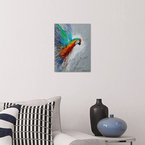 Parrot in flight