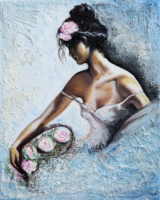 "Flower girl",Original mixed media painting on canvas 40x50x2cm
