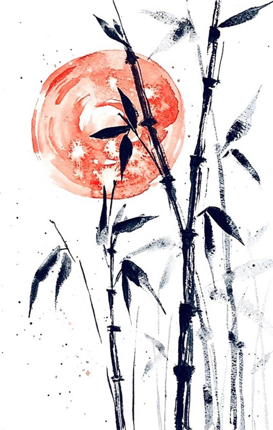 Red Sun and Bamboo