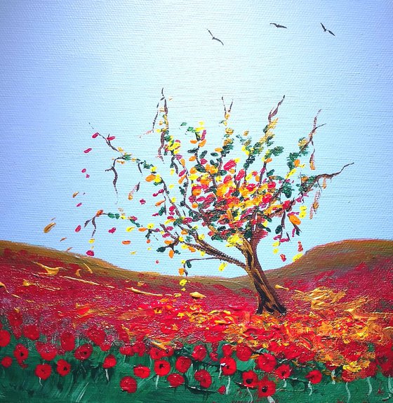 If Poppies Flowered in November....Modern Art Office Decor Home Landscape