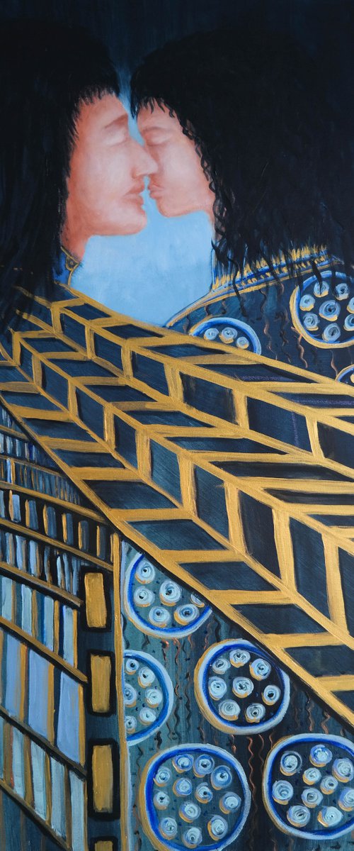 Under my Wing - "Kiss"   Klimt inspired painting by Danijela Dan
