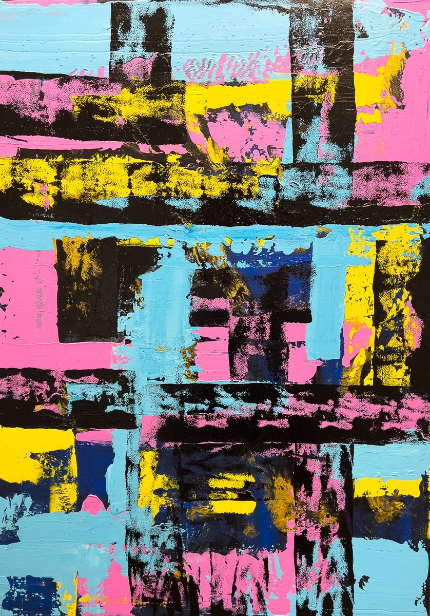 Abstract Acrylic Painting By Km Arts, 20 X 28", Standing Out, Original Artwork