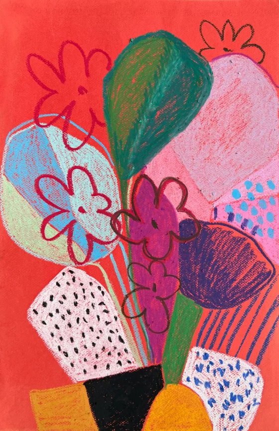 Colorful Vase with Flowers