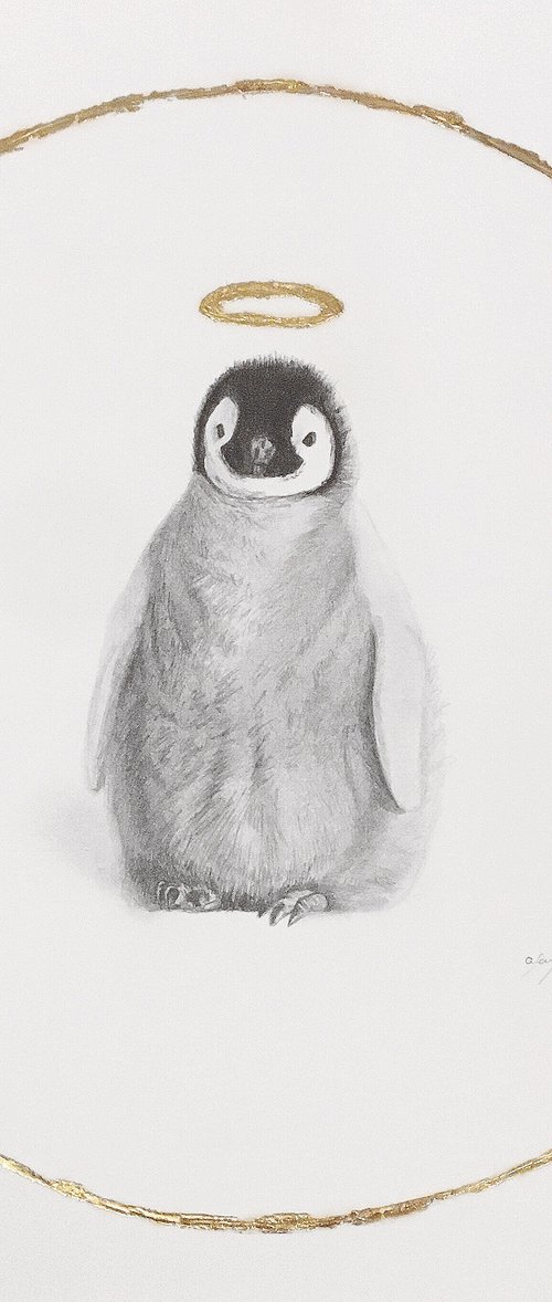 Penguin chick drawing by Amelia Taylor